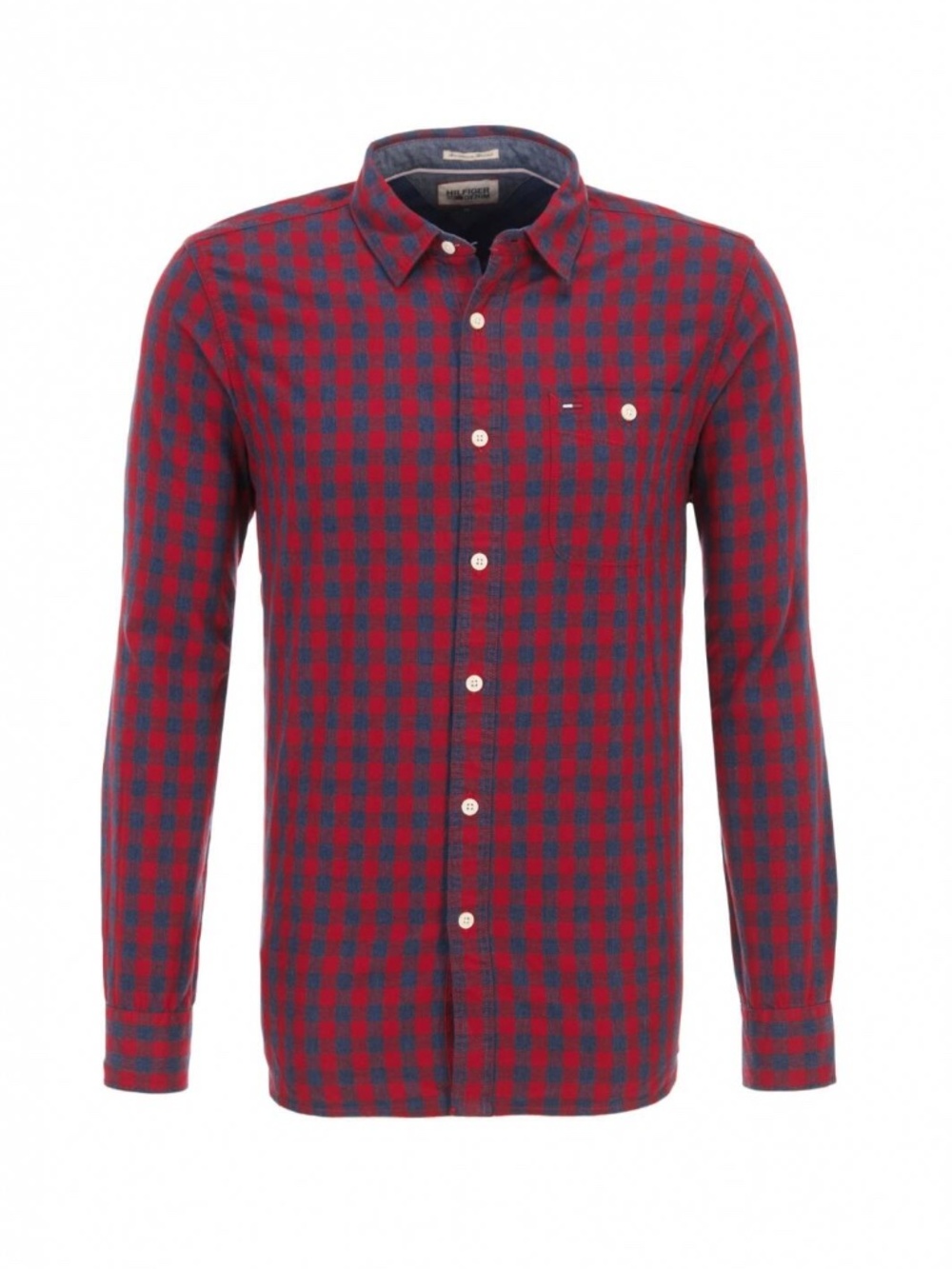Tommy Hilfiger Denim Buffalo Plaid Button-Down Shirt Red Blue Men Size S Western
